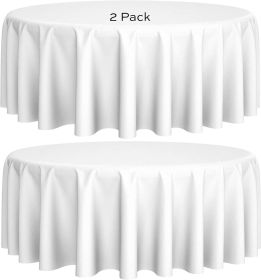 2 Pack 120 inch Round Premium Tablecloths for Wedding Banquet Restaurant 200 GSM Washable Fabric Table Cloth White