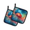 Jellyfish Pair of Pot Holders Kitchen Heat Resistant Pot Holders Sets Oven Hot Pads for Cooking Baking BBQ, 7 1/2 x 7 1/2
